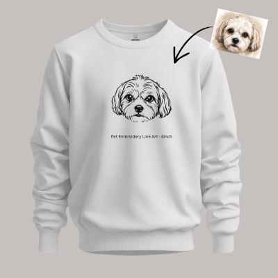 Pet Portrait Embroidery – Lineart – Sweatshirt