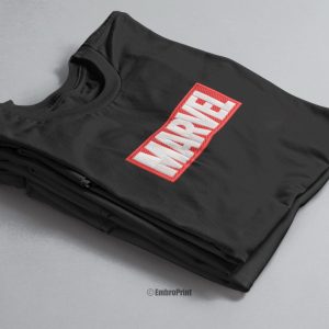 Alternative view of Marvel Logo Embroidered Oversized Black Unisex Tshirt