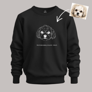 Alternative view of Pet Portrait Embroidery – Lineart – Sweatshirt