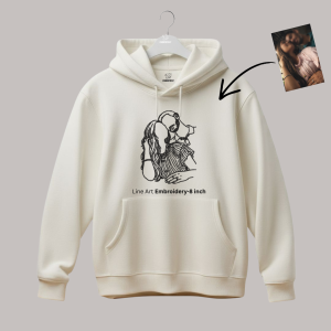 Alternative view of Portrait Embroidery – Line Art- Hoodie