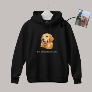 Custom Pet Portrait Embroidery – Full Feature- Hoodie
