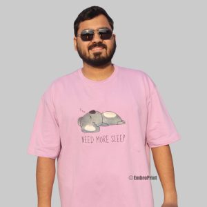 Need More Sleep Funny Koala Embroidered Oversized Lavender Unisex Tshirt