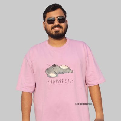 Need More Sleep Funny Koala Embroidered Oversized Lavender Unisex Tshirt