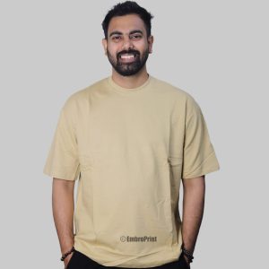 Oversized Drop-Shoulder T-Shirt – Beige