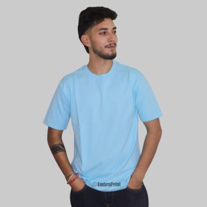 Premium Powder Blue Oversized Drop-Shoulder T-Shirt
